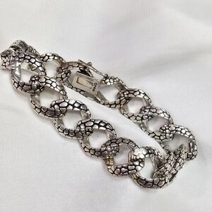 Sterling Silver Curb Bracelet (Snake Embossed)